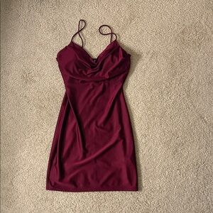 Lovely Day Burgundy Mini Dress with Spaghetti Straps